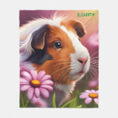 Fantasy Niedliche Guinea Schweinefleisch Blume Fleecedecke (Vorderseite)