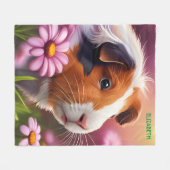 Fantasy Niedliche Guinea Schweinefleisch Blume Fleecedecke (Vorderseite (Horizontal))