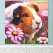 Fantasy Niedliche Guinea Schweinefleisch Blume Leinwanddruck (Insitu (Holzboden))