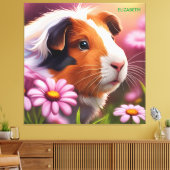 Fantasy Niedliche Guinea Schweinefleisch Blume Leinwanddruck (Insitu (Wohnzimmer))