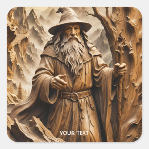 Fantasy Niedliche Holzschnitzmaschine Quadratischer Aufkleber