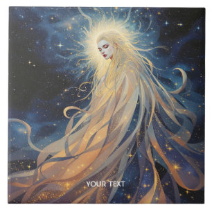Fantasy Niedliche Lady Space Stars Fliese