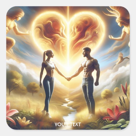 Fantasy Niedliche Liebe Sonnenherz Quadratischer Aufkleber (Vorderseite)