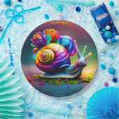 Fantasy Niedliche Schnecke mit Blume Pappteller (Party)
