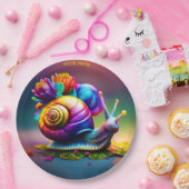 Fantasy Niedliche Schnecke mit Blume Pappteller (Party)