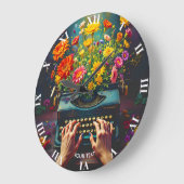 Fantasy Niedliche Schrift Blume Hands Große Wanduhr (Winkel)