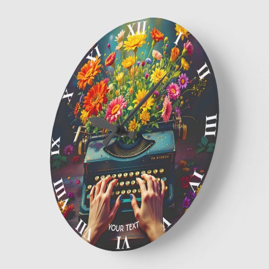 Fantasy Niedliche Schrift Blume Hands Große Wanduhr (Winkel)