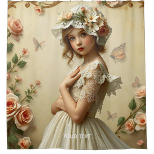 Fantasy Niedliche Viktorianische Girl-Blume Duschvorhang