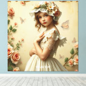 Fantasy Niedliche Viktorianische Girl-Blume Leinwanddruck (Insitu (Holzboden))