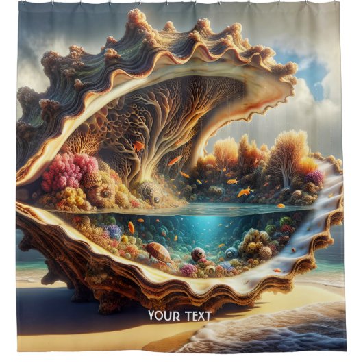 Fantasy Niedlicher Riesensee Muschel Duschvorhang (Vorderseite)