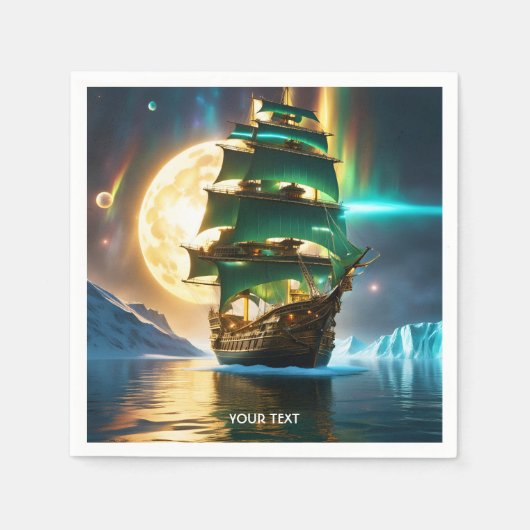 Fantasy Niedlicher Vivid Sea Ship Moon Serviette (Vorderseite)