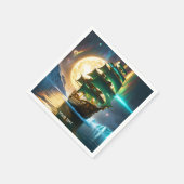 Fantasy Niedlicher Vivid Sea Ship Moon Serviette (Ecke)