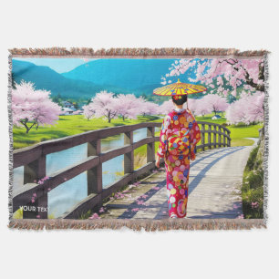 Fantasy Niedliches japanisches Mädchen Wandern Decke