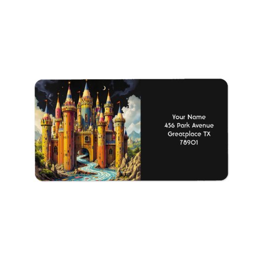 Fantasy Niedliches Schloss von Cappella Santa Mari Adressaufkleber (Vorne)