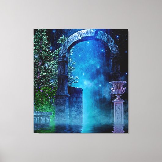 Fantasy Night Blue Light Stretched Canvas Print Leinwanddruck (Vorderseite)