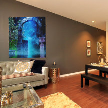 Fantasy Night Blue Light Stretched Canvas Print