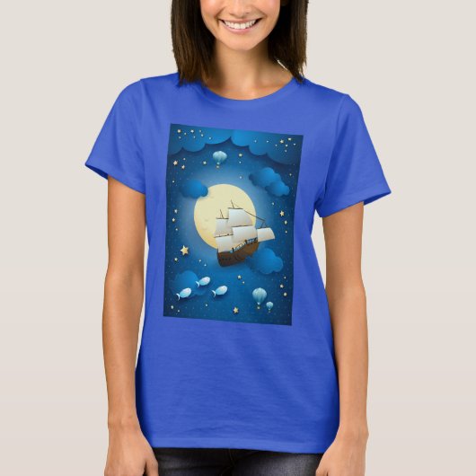 Fantasy Night mit Flying Vessel T-Shirt (Vorderseite)