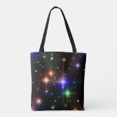 Fantasy Night Sky Colorful Sparkle Stars Schwarz Tasche (Rückseite)