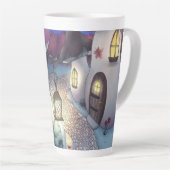 Fantasy Nighttime Mushroom Village Illustration Milchtasse (Rechte Ecke)