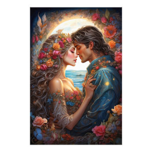 *~* Fantasy Ocean Couple Romantische AP51 Mondlich Fotodruck