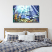 Fantasy Ocean Floor 16x25 Wrapped Canvas Leinwanddruck (Insitu (Schlafzimmer))