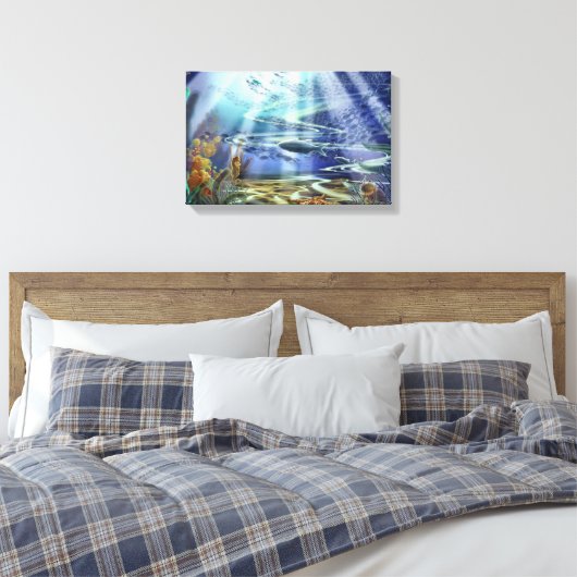 Fantasy Ocean Floor Wrapped Canvas Leinwanddruck (Insitu (Schlafzimmer))
