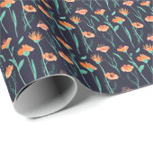 Fantasy Orange Blume: Watercolor Dunkle Muster. Geschenkpapier (Rolleneckpunkt)