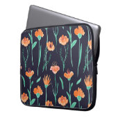 Fantasy Orange Blume: Watercolor Dunkle Muster. Laptopschutzhülle (Vorderseite Links)