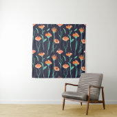 Fantasy Orange Blume: Watercolor Dunkle Muster. Wandteppich (Beispiel)