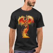 Fantasy Orange Feuer Phoenix steigt aus der Fee A T-Shirt (Vorderseite)