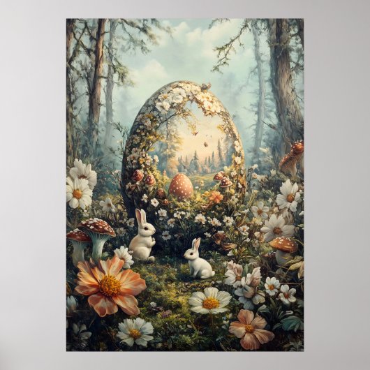 Fantasy Ostereier in Forest Wall Kunst Poster (Vorne)