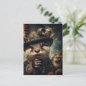 Fantasy Otter Steampunk Postkarte (Stehend Vorderseite)