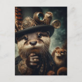 Fantasy Otter Steampunk Postkarte (Vorderseite)