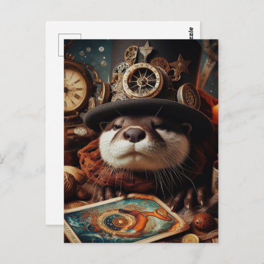 Fantasy Otter Steampunk Tarot Card Reader Postkarte (Vorne/Hinten)