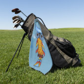 Fantasy Owl Big Round eyes Blue Head on Circles Golfhandtuch (Gras)