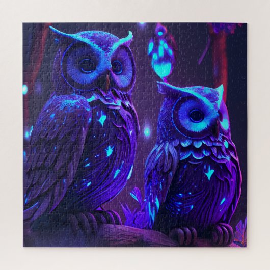 Fantasy Owl in Blue Light Jigsaw Puzzle (Vertikal)
