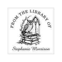 Fantasy Owl Library Ex Libris Buchzeichen Briefmar