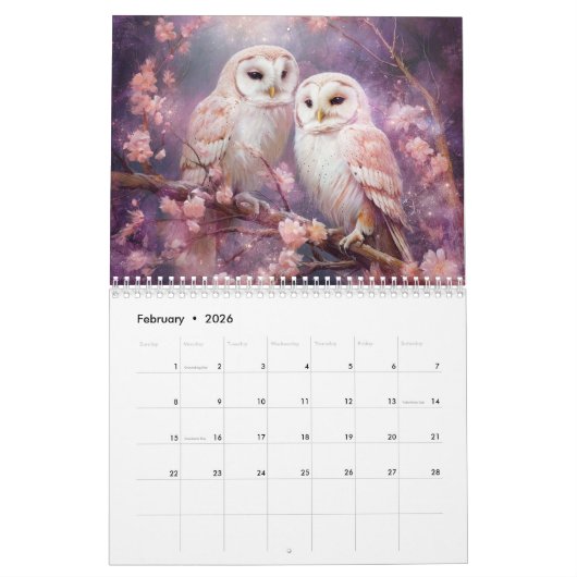 Fantasy Owls in Abstract Style Kalender (Feb 2026)