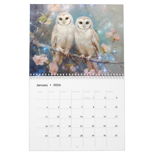 Fantasy Owls in Abstract Style Kalender (Jan 2026)