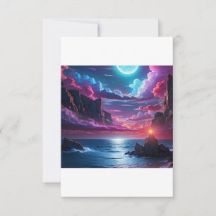 Fantasy-Ozean-Sonnenuntergang-Strand-Hochzeits-Ein Einladung