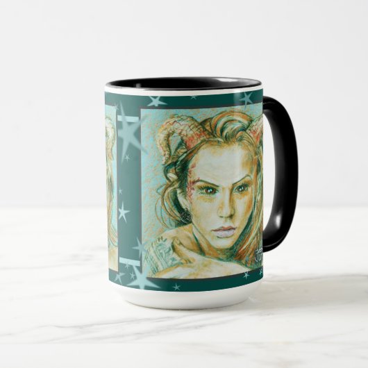 Fantasy Pagan Tattooed Woman Portrait Tasse (VorderseiteRechts)