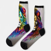 Fantasy Paint Tropfen Bright Rainbow Colors Lion L Socken (Linkes Detail)