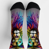 Fantasy Paint Tropfen Bright Rainbow Colors Lion L Socken (Oben)