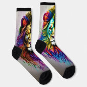 Fantasy Paint Tropfen Bright Rainbow Colors Lion L Socken (Rechts)