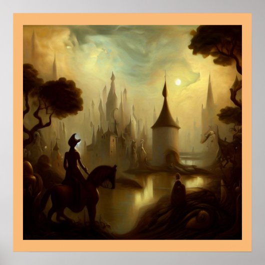 Fantasy Painting 8 - Pferderennfahrer Poster (Vorne)
