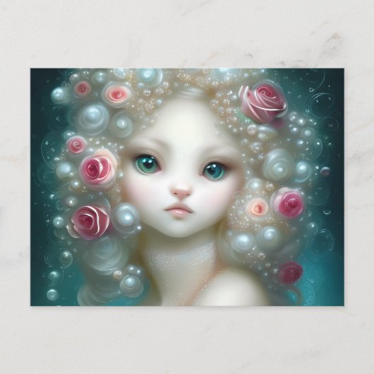 Fantasy Painting a White Fuffy Baby Cat Postkarte (Vorderseite)