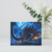 Fantasy Painting Kraken Attacking Ship at Sea Postkarte (Stehend Vorderseite)