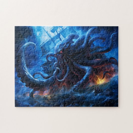Fantasy Painting Kraken Attacking Ship at Sea Puzzle (Horizontal)