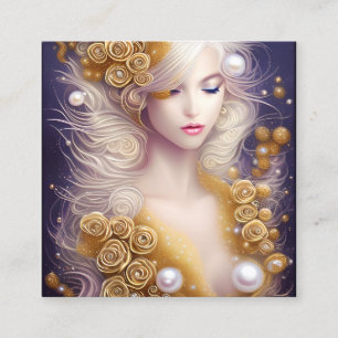 Fantasy Painting SciFi Exquisite Delicate Gold Int Quadratische Visitenkarte
