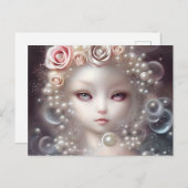 Fantasy Painting SciFi White Fuffly Baby Cat Postkarte (Vorne/Hinten)